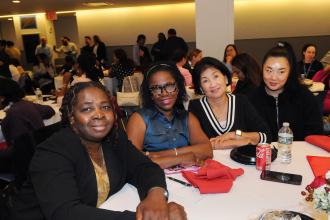 NYU Langone Hospital-Brooklyn nurses gather during lunch at the Federation of Nurses/UFT Professional Issues Conference on Nov. 15, 2024. 