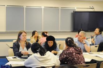 Attendees are hard at work during a workshop at the NYC Association of Foreign Language Teachers/UFT annual fall conference at union headquarters.  