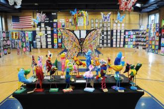 Art on display at the IS 34 art show on Staten Island.