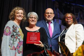 District 79 Representative Pat Crispino is presented an award at Teacher Union Day on Nov. 3, 2024 at the Midtown Hilton