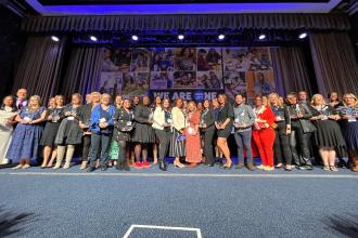Forty-five elementary school chapter leaders receive Ely Trachtenberg Awards at the UFT's Teacher Union Day event at the Midtown Hilton on Nov. 3, 2024. .