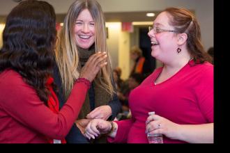 Sharing a laugh between workshop sessions