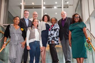 Honorees from Staten Island take a photo with UFT leadership and representatives at the 2026 UFT Academic High School Awards. 
