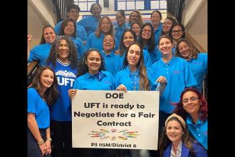 Wearing blue for a fair contract
