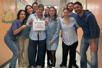 Wearing blue for a fair contract