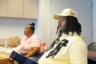 Leon Gidron, the vice president of the PTA at PS/MS 394 in Crown Heights, Brooklyn, listens to workshop presenters at the UFT Brooklyn Parent Conference on Oct. 25, 2025. 