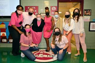Members from MS 101 in the Bronx strike a pose for the cause.