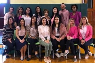 Teachers pose for Pink Day