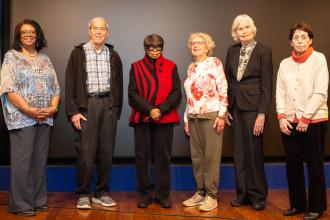 The RTC honors seven retirees (six are pictured) who have been UFT members for 60 years at the UFT Retired Techers Chapter Luncheon on May 23, 2025. 