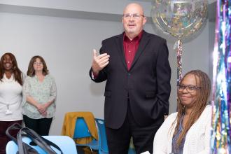 UFT President Michael Mulgrew speaks at the UFT School Nurses Appreciation Dinner on May 7, 2025 at UFT headquarters.