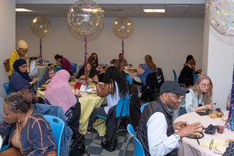 School nurses engage with one another over a meal during this year’s School Nurses Appreciation Dinner.