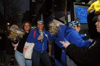 Members from Brooklyn and all five boroughs get on UFT buses before dawn to head to Albany for the rally.