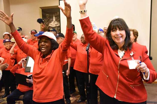 Renee Setteducato with members of the NYC labor chorus
