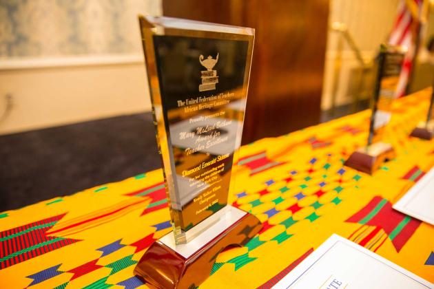 Awards on a table