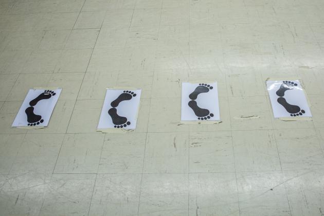'Foot maps' created by special education teacher Megan Moellendorf to help her students learn ballet positions. 
