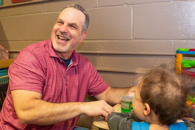 Occupational therapist Paul Kutchner works with a student at P4 @PS 179, a District 75 program in Fresh Meadows, Queens. 