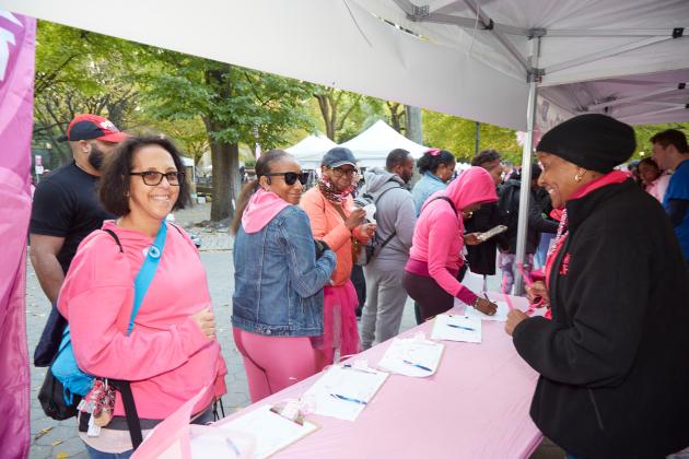 UFT members sign in at the registration table during the Manhattan Making Strides Walk on Oct. 20, 2024