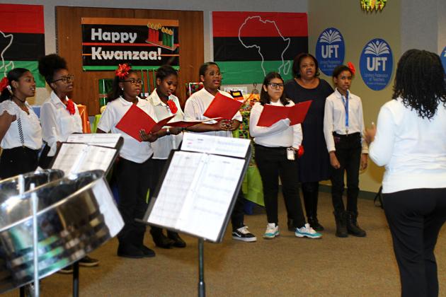 Students reciting lyrics