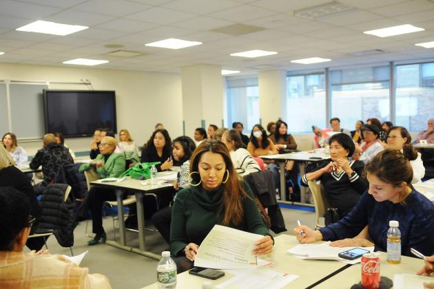 A school nurse in attendance takes part in a workshop at the Federation of Nurses/UFT Professional Issues Conference on Nov. 15, 2024. 