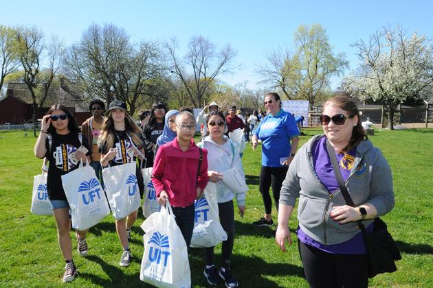 A group of students walk through the Queens County Farm Museum at the UFT Member Assistance Program's 4th Annual Let's Talk About It event on April 16, 2024.