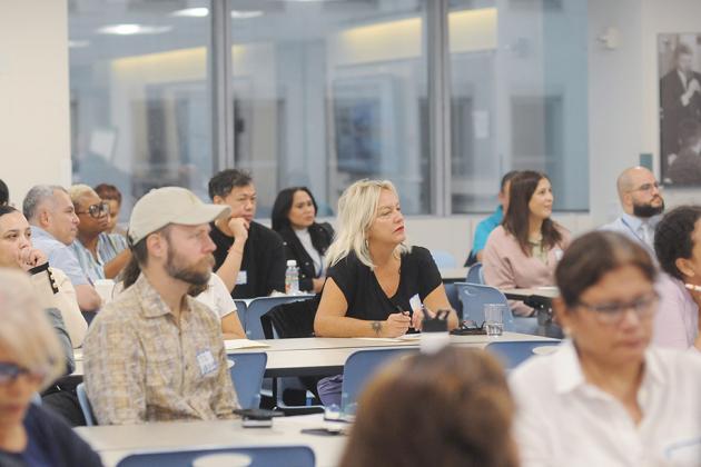 Participants listen intently during the opening plenary at the NYC Association of Foreign Language Teachers/UFT annual fall conference on Sept. 28, 2024.