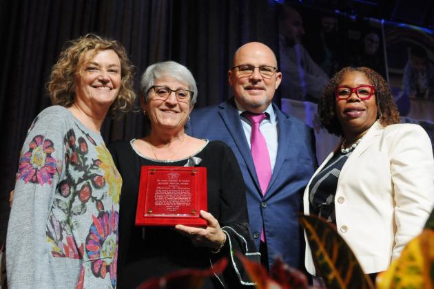 District 79 Representative Pat Crispino is presented an award at Teacher Union Day on Nov. 3, 2024 at the Midtown Hilton