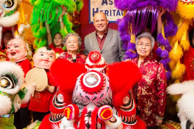 UFT President Michael Mulgrew smiles and poses with Marion Thom and Virginia Eng