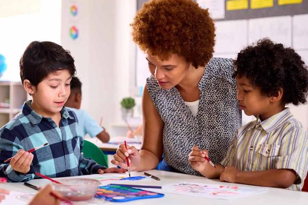 Teacher with latino students