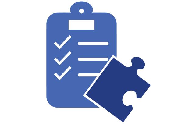 Blue clipboard with blue puzzle piece