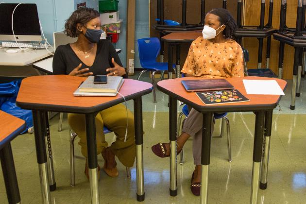 Boyce (left) has benefitted from her sessions with PIP intervenor Jonelle Carter.