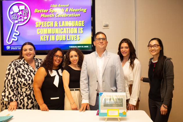 Speech teachers from P231K take a group photo after being awarded at the UFT Speech Improvement Chapter's Better Speech and Hearing Month Celebration.