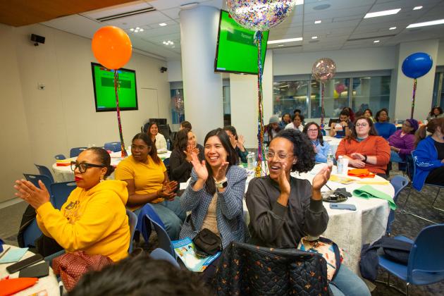 Educators cheer for the winner of a raffle awarded during the UFT Early Childhood Conference on April 5, 2025. 