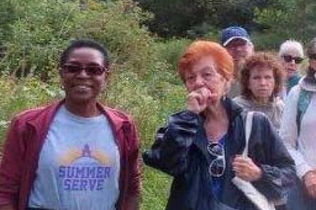 Retirees walking in the park