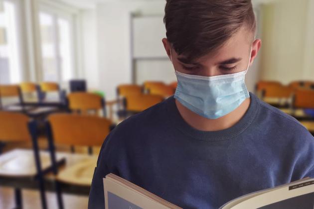 Student wearing a mask