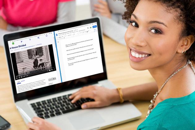 Girl sitting at computer