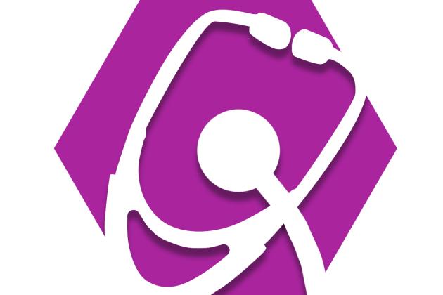 Purple hexagon with stethescope