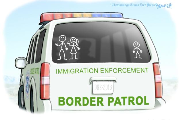 A cartoon representing immigrant families being separated. 