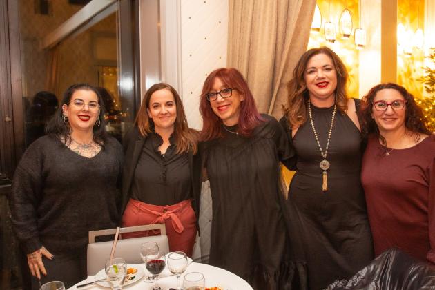 A group of attendees pose for a group photo at the 2024 UFT Jewish Heritage Committee Awards Dinner on Dec. 5, 2024. 