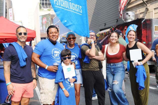 UFT social workers and psychologists take a group photo during the 2025 La