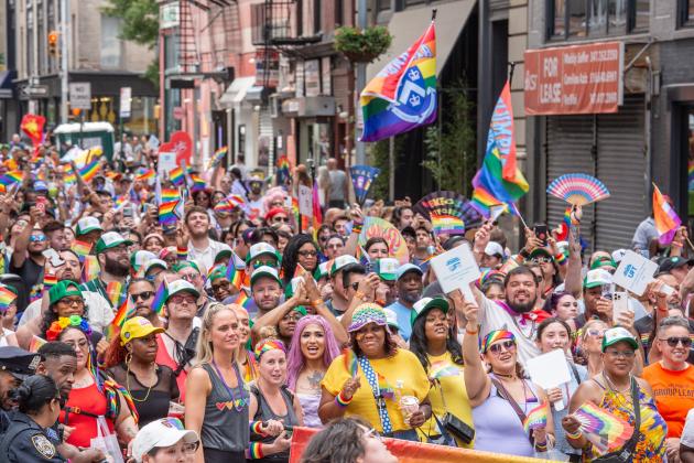 The UFT contingent marches in the 2025 NYC Pride March