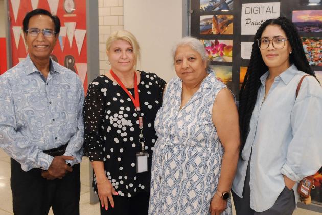 Standing proudly — and standing up for their school’s immigrant community — are (from left) Paraprofessional Representative Ashrafuz Zaman, school counselor Regina Karagach-Zurinam, special education teacher and Chapter Leader Leena Dave and dele- gate Yari Milo Michel of Team High School Award-winning FDR HS.