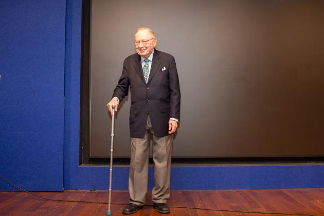 Retiree David Shustak, who began his career in 1955 and joined the UFT in 1960, accepts his award for 70 years of service during the UFT Retired Teachers Chapter Luncheon on May 23, 2025. 