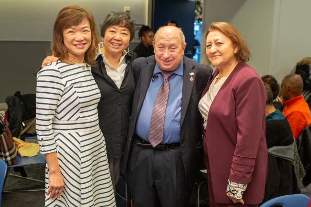 Retirees from Long Island City HS take a photo at the UFT Retired Teachers Chapter Luncheon on May 23, 2025.