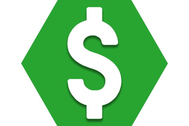 Hexagon with green background showing dollar sign 