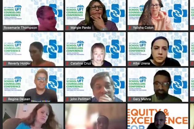 A screenshot of a group of people on a Zoom call 