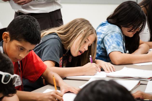 Kids working on homework