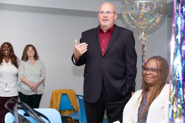 UFT President Michael Mulgrew speaks at the UFT School Nurses Appreciation Dinner on May 7, 2025 at UFT headquarters.