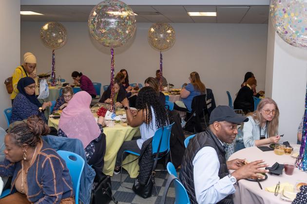 School nurses engage with one another over a meal during this year’s School Nurses Appreciation Dinner.