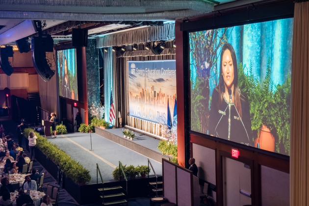 NYC Schools Chancellor Melissa Aviles-Ramos speaks to UFT members at the UFT Spring Education Conference on May 17, 2025. 