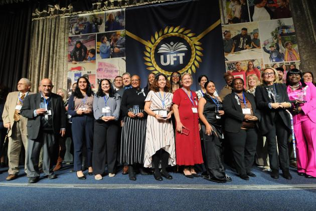 The union confers the Jules Kolodny Award to the 50-member UFT Health Care Committee for their leadership and commitment in helping the UFT secure a five-year, premium-free health care contract for members.
